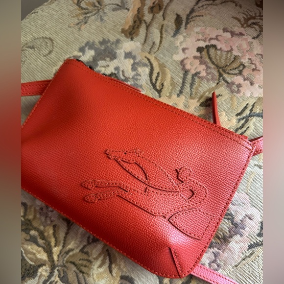 Longchamp leather burnt Orange Shoulder handBag bag small - Picture 3 of 14